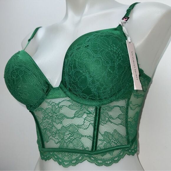 🔥Victoria's Secret Green Lace Bra with Underwire Support bombshell Sz 36B New - Picture 4 of 4